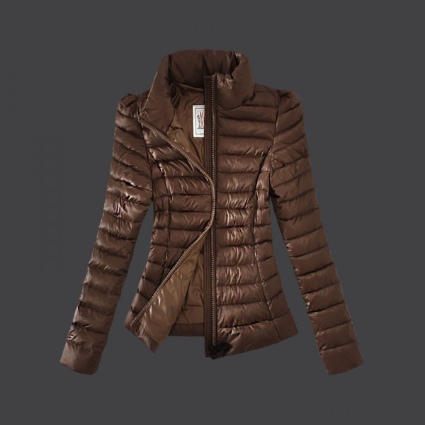 Moncler Donna Giù cappotto stand Collare caffè uscita M1020